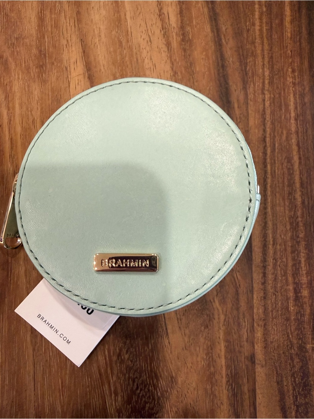 Brahmin Soft Mint Green Round Leather Coin Case